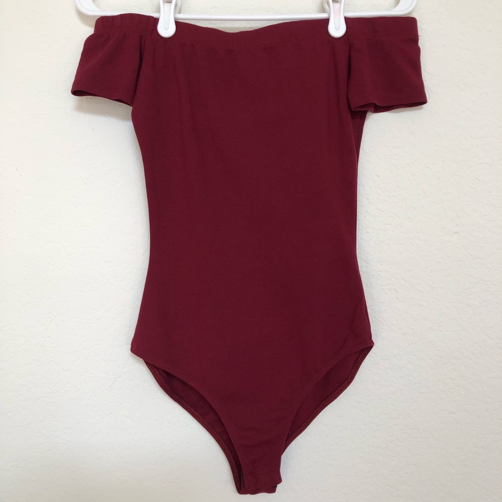 Maroon Off-The-Shoulder Onesie | S
